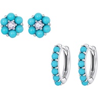 Brincos Prata 925 Turquesa Bamoer: Elegância Simples - imagem 2