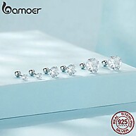 Brincos BAMOER Zircônio Branco 3 Tamanhos – Elegância Simples - imagem 2