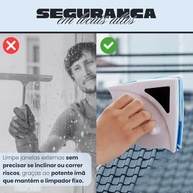 Limpador Magnético para Vidros com Duas Faces - Limpeza Simultânea e Segura para Janelas, Box e Espelhos - imagem 2