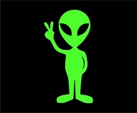 Adesivo Vinil Alienígena Sinal de Paz Divertido - 3x5.5" | Carros, Laptops, Paredes | Verde Limão - imagem 2