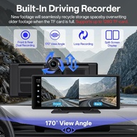 SINOVCLE Tela DVR 10.26" IPS: CarPlay/Android Auto Sem Fio e Câmera 170° - imagem 3