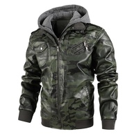 PEGENO Jaqueta masculina leve de couro sintético camuflada para motociclista - imagem 1