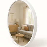 Espelho Redondo Decorativo com Moldura de Couro Sintético - 50cm | Design Elegante para Sala, Quarto, Escritório ou Banheiro - imagem 2