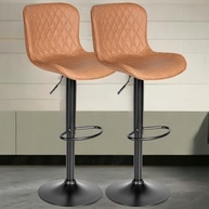 Kit 2 Banquetas Giratórias com Encosto em Couro Sintético – Design Moderno para Cozinha Americana e Balcão - imagem 2