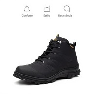 Bota Coturno Masculina Cano Médio - Couro Sintético Impermeável - Sola Antiderrapante - Botas Masculinas de Trabalho e Segurança - Nº 37 ao 44 - imagem 5