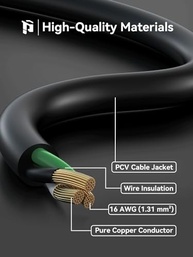 Cabo de Extensão PLUGTUL SJTW 3m Preto - Uso Interno/Externo, 16AWG, 3 Pinos, ETL Listado, 13A, 1625W - imagem 4