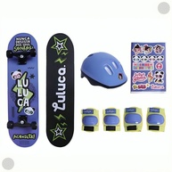 Skate Infantil Luluca Azul com Acessórios de Segurança - imagem 1