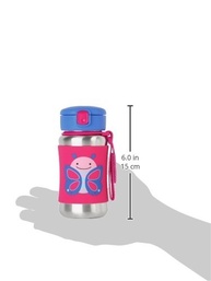 Garrafa de Aço Inox Zoo Borboleta Skip Hop Rosa - 350ml com Canudo Flexível e Alça - imagem 4