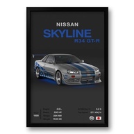 Quadro Nissan Skyline R34 GT-R 40x60cm - Impressão Premium com Moldura Ecológica - imagem 2