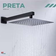 Chuveiro Ducha Slim 20x20 Quadrada Inox Preto - Design Moderno com Cano para Banheiro - imagem 4