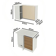 Kit Armário de Cozinha Canto 2 Portas + Nicho Branco/Rustic – Madesa Smart - imagem 2