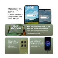 Smartphone Motorola Moto G15 256GB 12GB RAM (4+8GB Boost) Câmera 50MP AI Night Vision, Bateria 5200mAh, Tela 6.7" FHD+ Superbrilho, NFC - Grafite - imagem 5