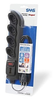 Filtro de Linha SMS Bivolt 4 Tomadas 3M Preto: Proteção e Praticidade para Seus Equipamentos - imagem 5