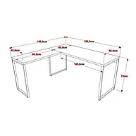 Mesa de Escritório em L Industrial 1,50Mx1,50M Kuadra Compace Snow - imagem 2