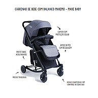 Carrinho Maximo Preto: Passeio + Balanço em 1 Só - imagem 2