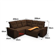 Sofá Canto London Marrom Suede Velut: Conforto e Estilo em Um Só - imagem 2