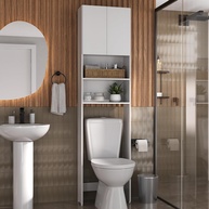 Armário para Banheiro Sobre o Vaso Sanitário com 2 Portas | Multimóveis Branco | Organização Inteligente - imagem 1