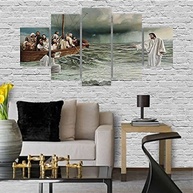 Mosaico MDF Jesus Andando Sobre as Águas 115x60cm - Quadro Decorativo Religioso para Sala - imagem 5