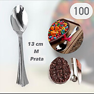 Colheres Descartáveis Luxo 13cm Prata - Ideal para Ovos de Páscoa e Sobremesas - imagem 2