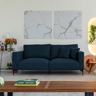 Sofá 2 Lugares Linho Azul Marinho: Conforto e Estilo - imagem 1
