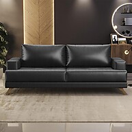 Sofá 3 Lugares 180cm Preto com Pés Curvos – Conforto e Estilo - imagem 1