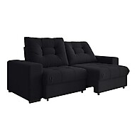Sofá 3 Lugares Retrátil Biarritz: Conforto em Suede Preto - imagem 1