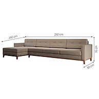 Sofá 4 Lugares Living com Chaise Esquerdo Bege – Conforto e Estilo - imagem 1
