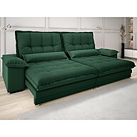 Sofá Bergamo 2,30m Retrátil e Reclinável Velosuede Verde - imagem 1