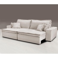 Sofá Cama Retrátil Linho Bege: Conforto Premium 2,92m - imagem 1
