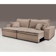 Sofá Cama Retrátil Linho Bege: Conforto Premium! - imagem 1