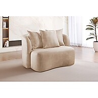 Sofá Curvo Orion: Elegância Moderna em Veludo Bege - imagem 1