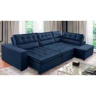 Sofá de Canto Retrátil Virginia: Conforto Azul! - imagem 1
