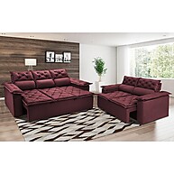 Sofá Retrátil e Reclinável 3 e 2 Lugares Cama inBox Compact Vinho - imagem 1