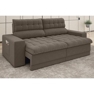 Sofá Retrátil e Reclinável Omega 2m Velosuede Marrom - imagem 1