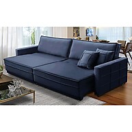 Sofá Retrátil Karen: Conforto e Estilo em Azul Veludo - imagem 1