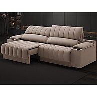 Sofá Retrátil Murano 2m com USB e Porta Copos - Marrom - imagem 1