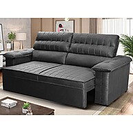 Sofá Retrátil Reclinável 3 Lugares Quantum Suede Cinza - imagem 1