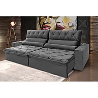 Sofá Retrátil Reclinável França 2,50m Cinza: Conforto e Elegância - imagem 1