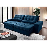 Sofá Retrátil Reclinável Zurique 3m Azul Marinho: Conforto e Elegância - imagem 1