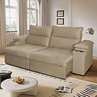 Sofá Retrátil Tesla 2,20m Suede Bege: Conforto e Tecnologia - imagem 1