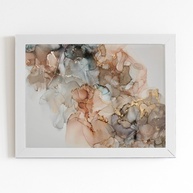 Quadro Mármore Dourado Abstrato com Moldura Branca 60x40cm - Decore com Estilo e Sofisticação - imagem 1