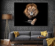 Tela Quadro Decorativo Leão Luxo Horizontal 130x90cm - Estilo e Sofisticação para sua Sala - imagem 2
