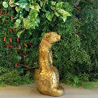 Escultura Leopardo em Poliresina Dourada - Decoração Elegante e Sofisticada G - imagem 3