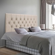 Cabeceira Casal Capitonê Estofada Paris Suede Areia - Design Sofisticado e Conforto para Seu Quarto - imagem 3