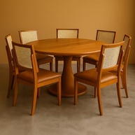 Kit 2 Cadeiras de Jantar em Madeira Maciça com Estofado em Couro e Tela Sextavada - Design Sofisticado - imagem 3