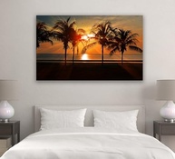 Quadro Decorativo Pôr do Sol na Praia - Tela Canva 90x60cm | Decoração Moderna para Sala e Escritório - imagem 3