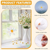 Adesivos de Janela Apanhador de Sol Margarida - 6 PCS | Decoração Arco-íris Estática para Vidro - imagem 5
