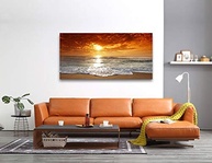 Pôr do Sol no Oceano - Arte de Parede em Tela Esticada e Emoldurada para Sala e Quarto - imagem 5