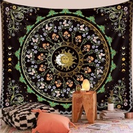 Tapeçaria Boho Sol Lua Fase - Estética Borboleta Verde - Decore com Estilo Natural e Charme - imagem 3