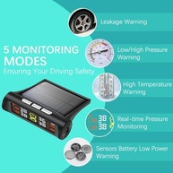 TPMS Solar: Monitore a Pressão dos Pneus em Tempo Real com 4 Sensores e 5 Alarmes - imagem 4